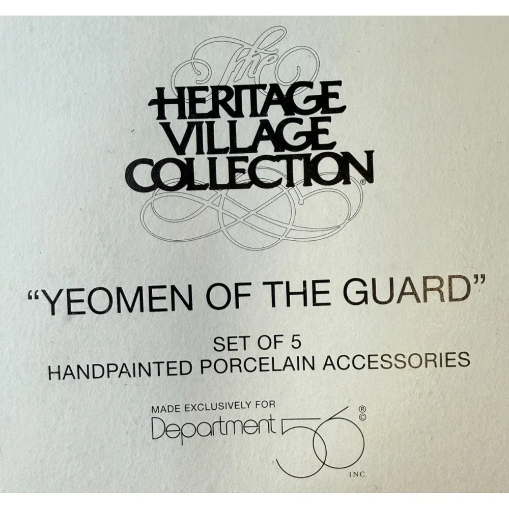Dept 56 Heritage Village Yeomen of the Guard Set of 5 Porcelain Accessories